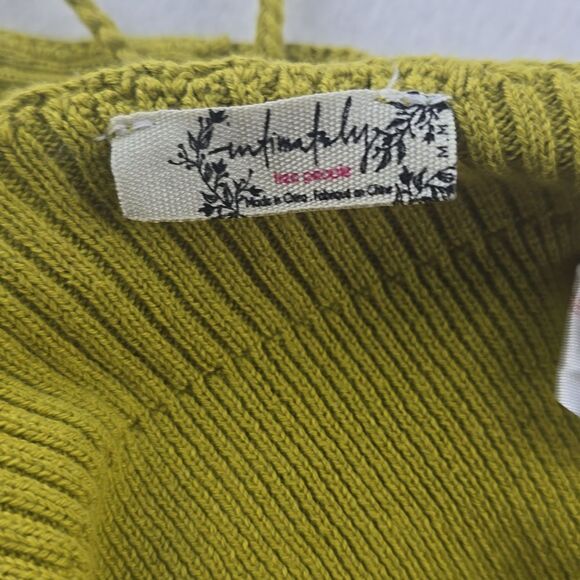 Free People -363 Intimately Citron Tie Back‎ Crochet Knit Crop Top Size M - Picture 6 of 8